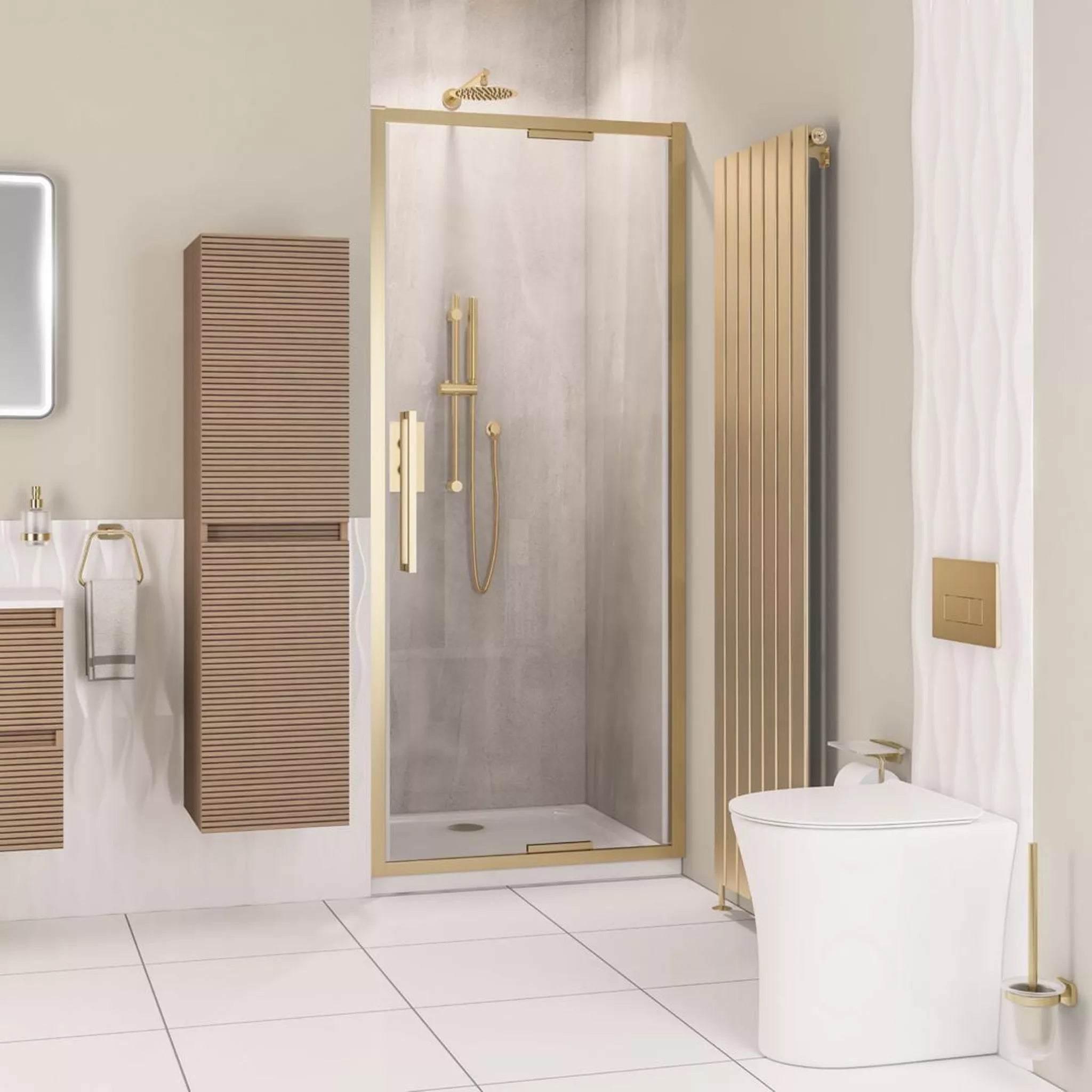 Eastbrook - Corniche 2000 8mm 900 In-Fold Shower Door - Brushed Brass