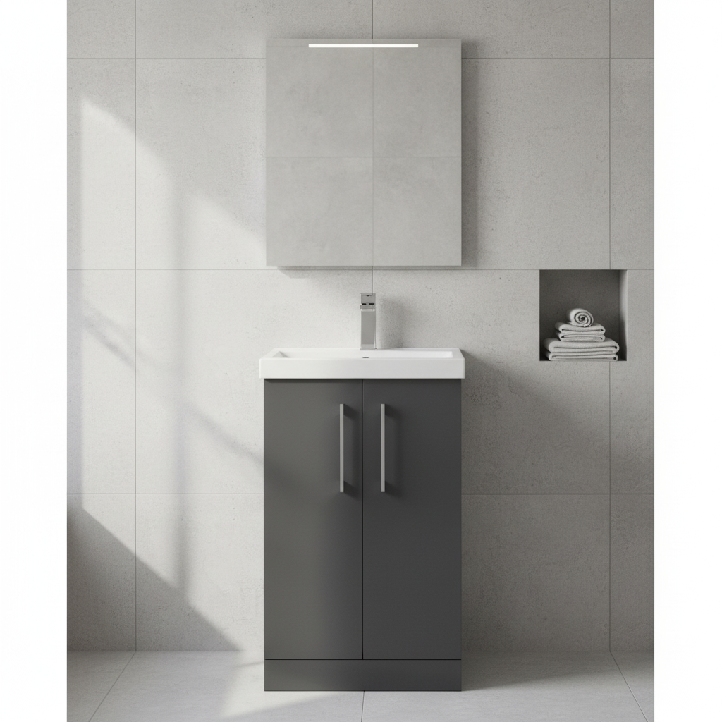 Graphite Two-Door Vanity Lifestyle No Plant 1:1