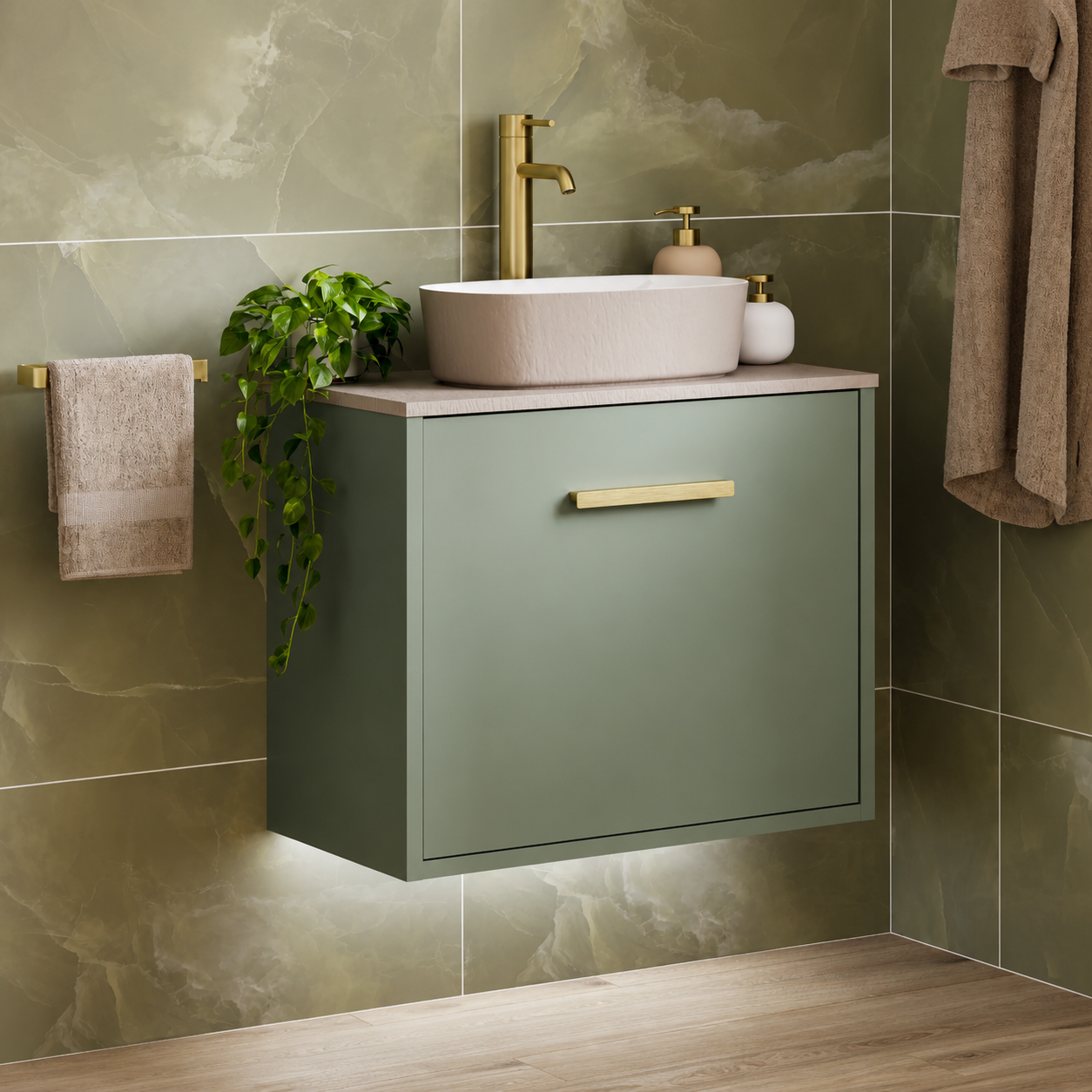Hib - Veles Floor Standing Bathroom Vanity Unit - Dusky Blue