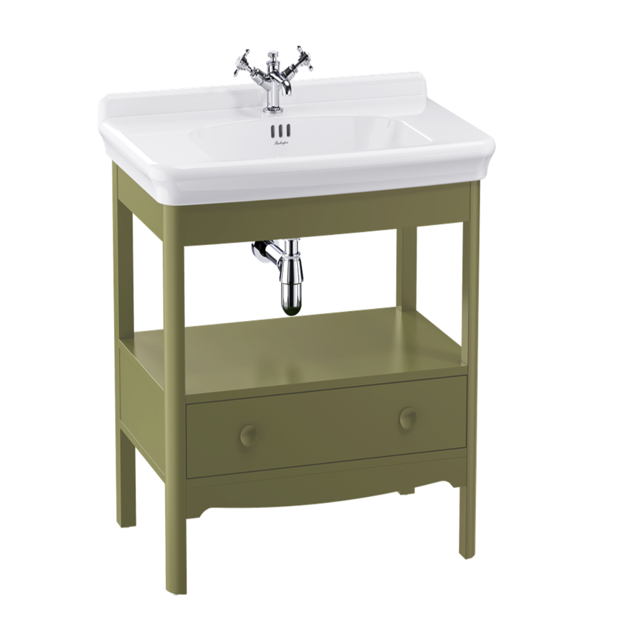 Burlington - Guild 850mm Floor Standing Furniture Unit and Wash Basin - Varley White