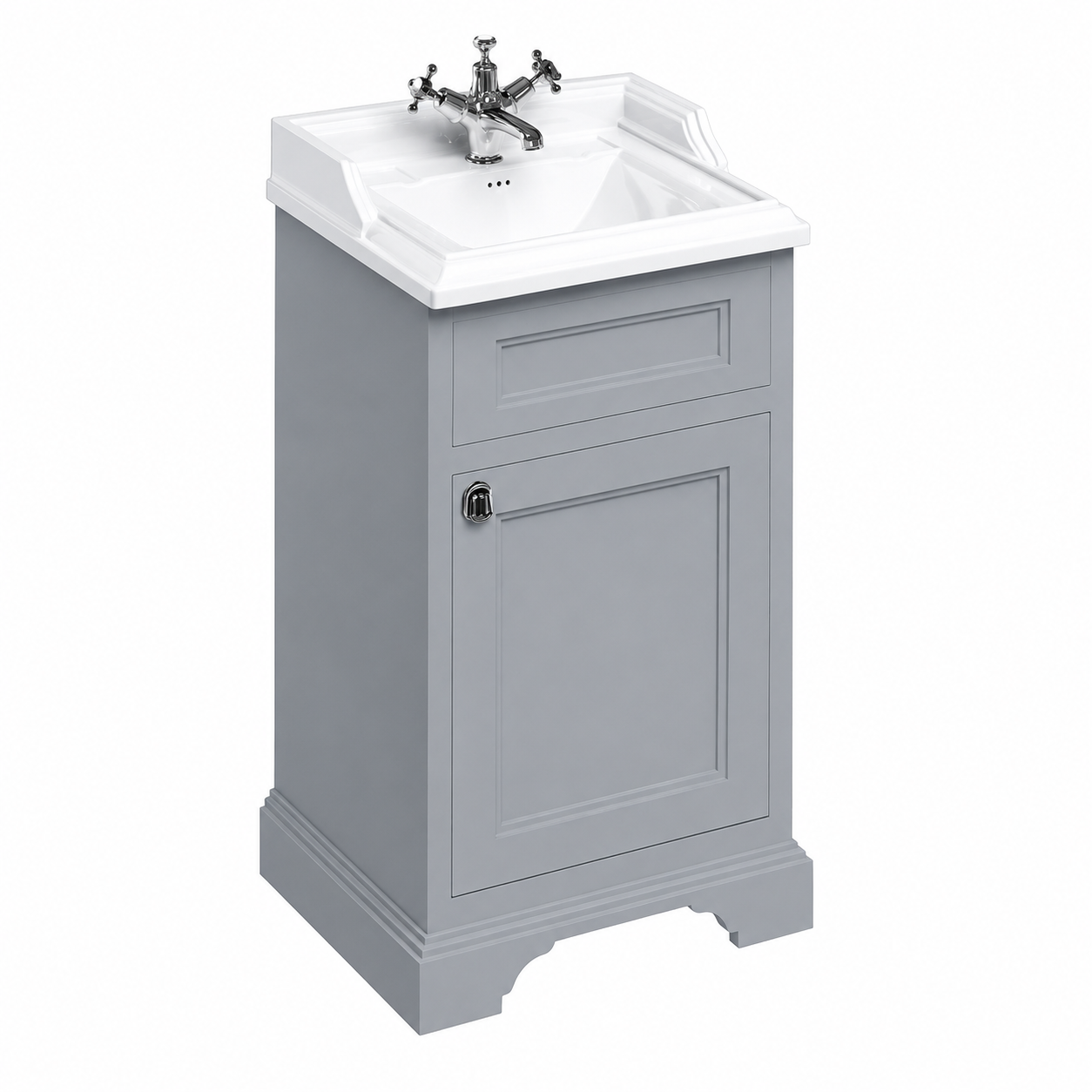 Burlington - Freestanding 50cm Basin Unit with Door - Matt White