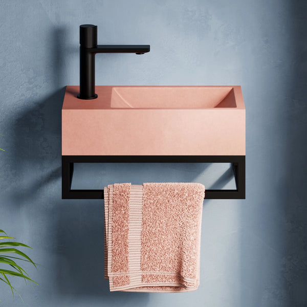 Hib Entero Concrete Vessel Basin Wall Hung - Dusky Pink