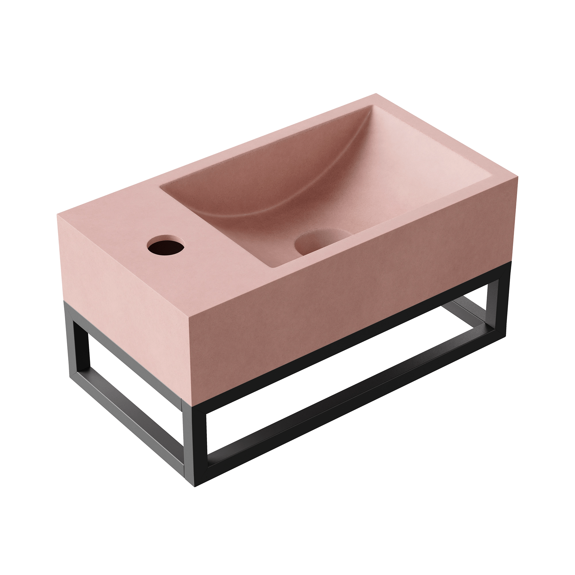 Hib Entero Concrete Vessel Basin Wall Hung - Dusky Pink