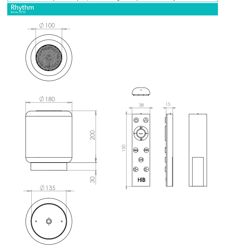 HIB Rhythm Bluetooth Ceiling Light and Speaker