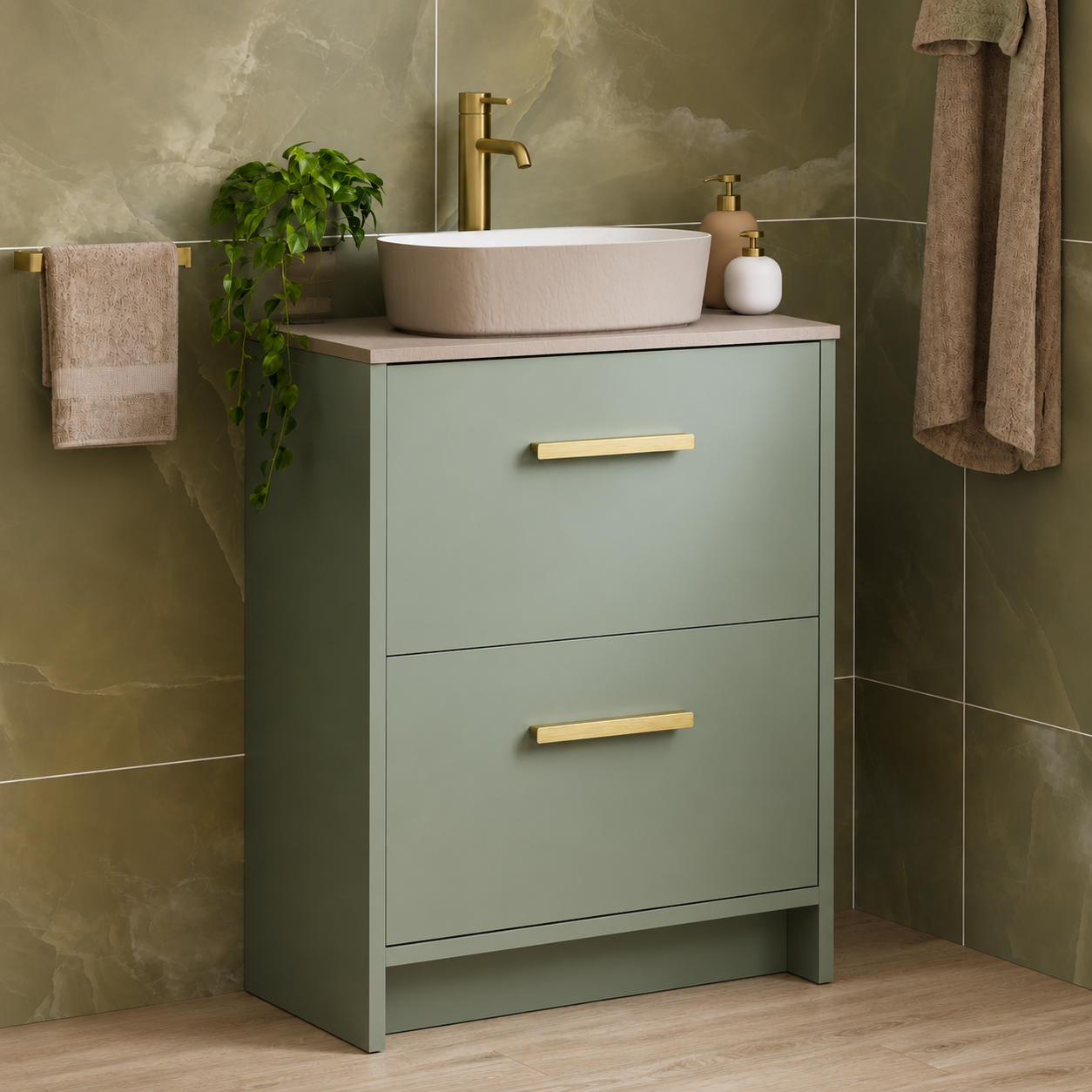 Hib - Veles Floor Standing Bathroom Vanity Unit - Dusky Blue