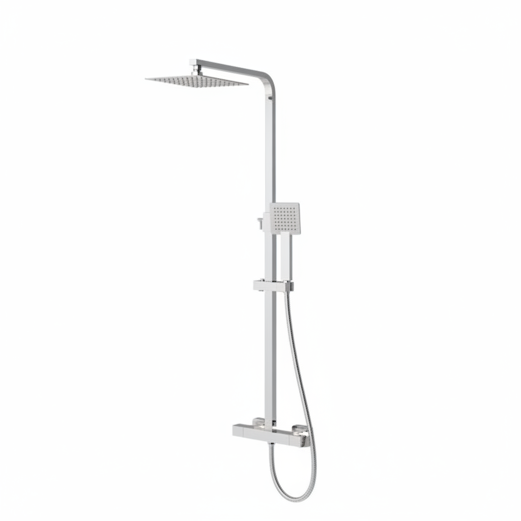 High-quality chrome shower system - square format