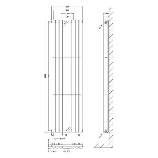 Shelley - Mirrored  Double Panel Radiator With Mirror - High Gloss White