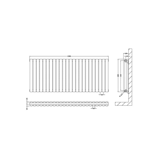 Shelley Horizontal Double Panel Radiator 600 x 1398mm - Anthracite