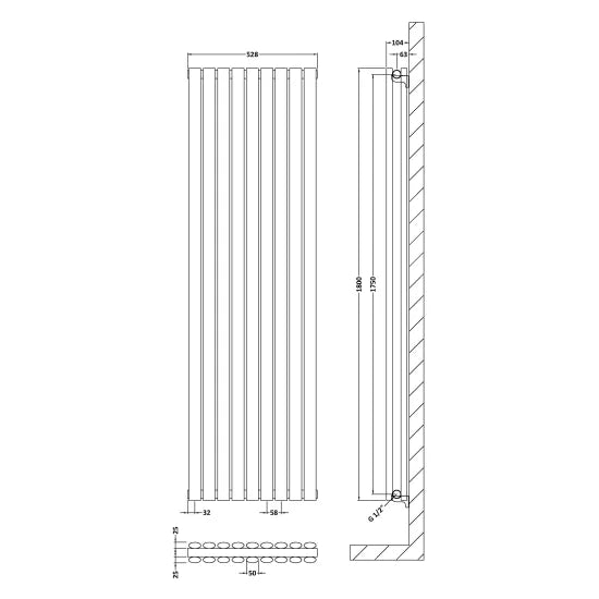 Shelley Vertical Double Panel Radiator 1800 x 528mm - Anthracite