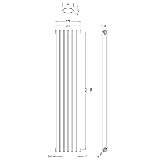 Sassoon Designer Radiator 1800 x 383mm - High Gloss White