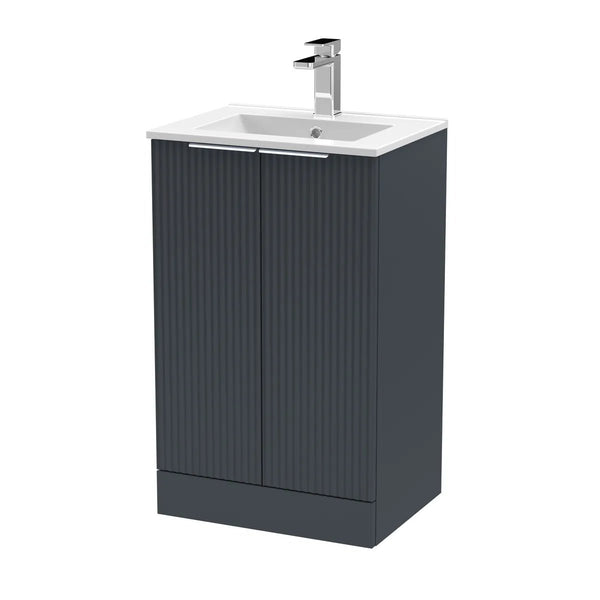 Hudson Reed 500mm Floor Standing 2 Door Vanity & Basin 2 Soft Black
