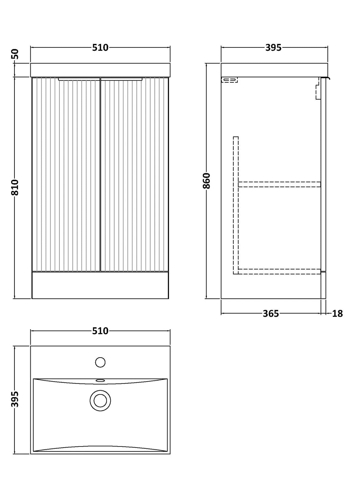 Hudson Reed 500mm Floor Standing 2 Door Vanity & Basin 3