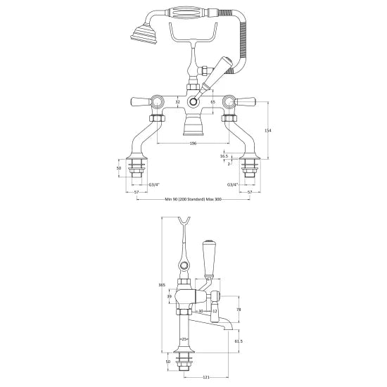 Hudson Reed Black Topaz With Lever Handle Bath Shower Mixer Tap
