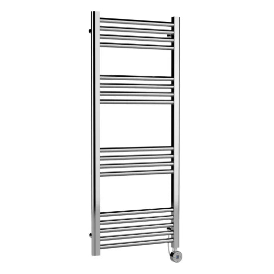 Hudson Reed Electric Round Tube Towel Rail with 17 Bars 1200mm x 500mm - Chrome