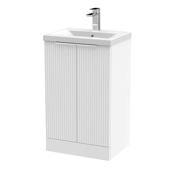 Hudson Reed Fluted 500mm Floor Standing 2 Door Vanity & Basin 1
