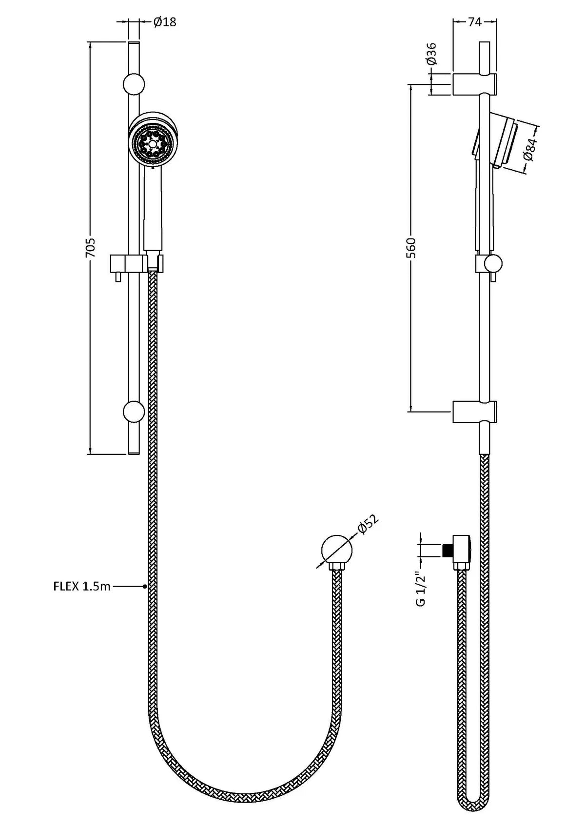 Hudson Reed Linear Slide Rail Kits Chrome