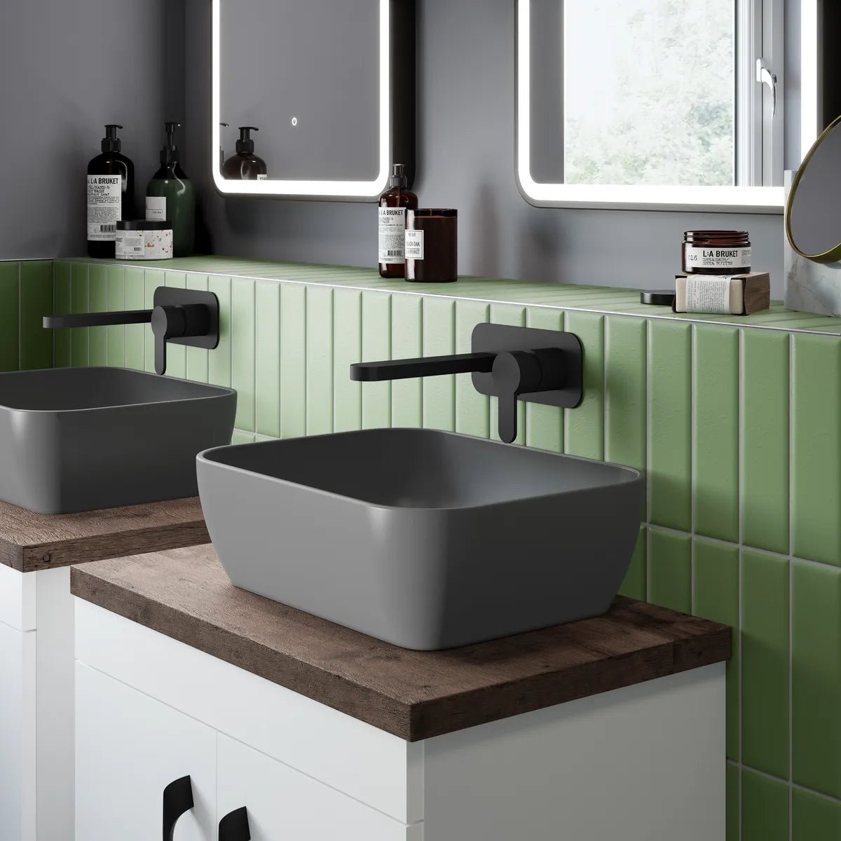 Hudson Reed Matt Grey Sqaure Vessel