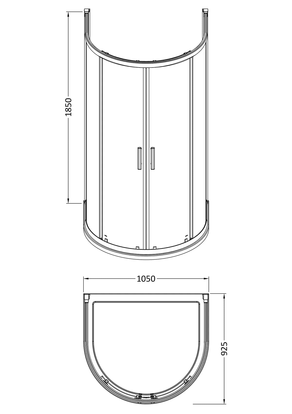 Hudson Reed Pacific 1050mm D Shape Enclosure