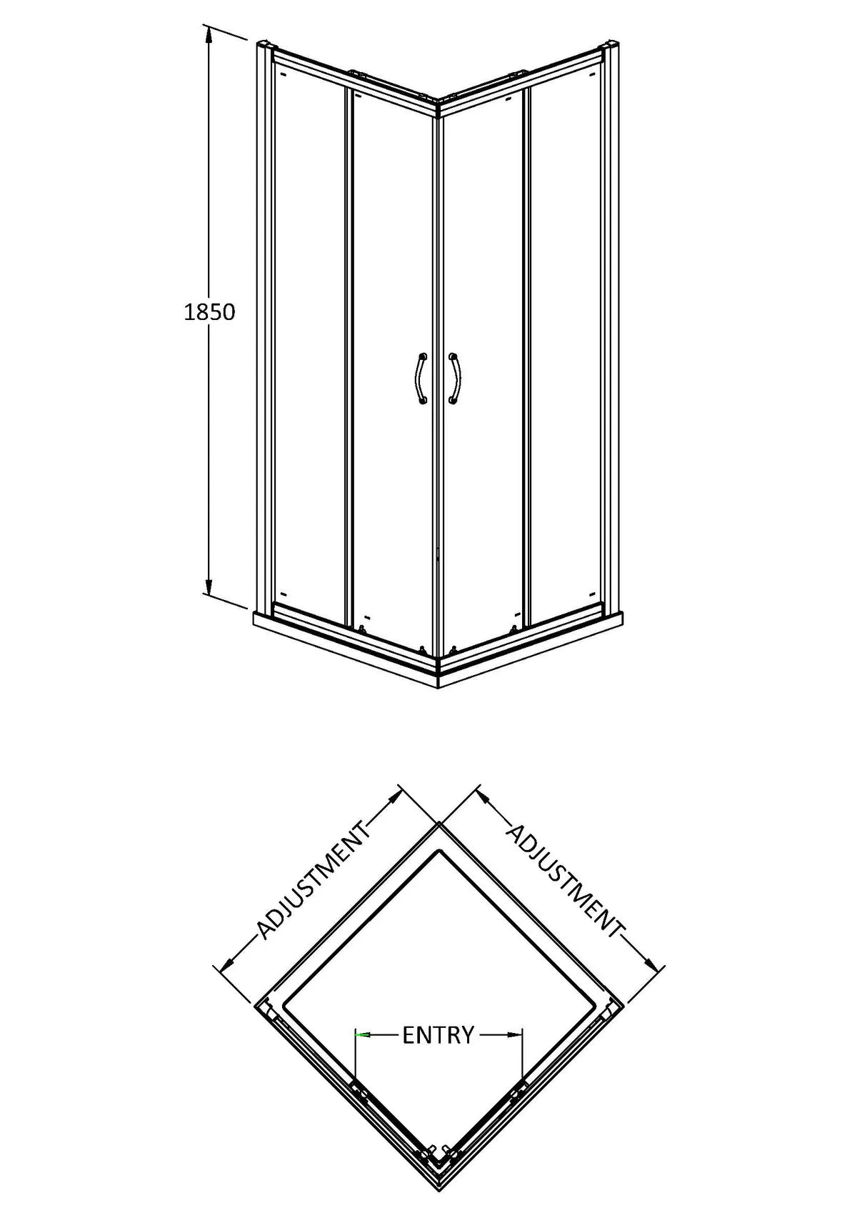 Hudson Reed Pacific 800mm Corner Entry Shower Enclosure
