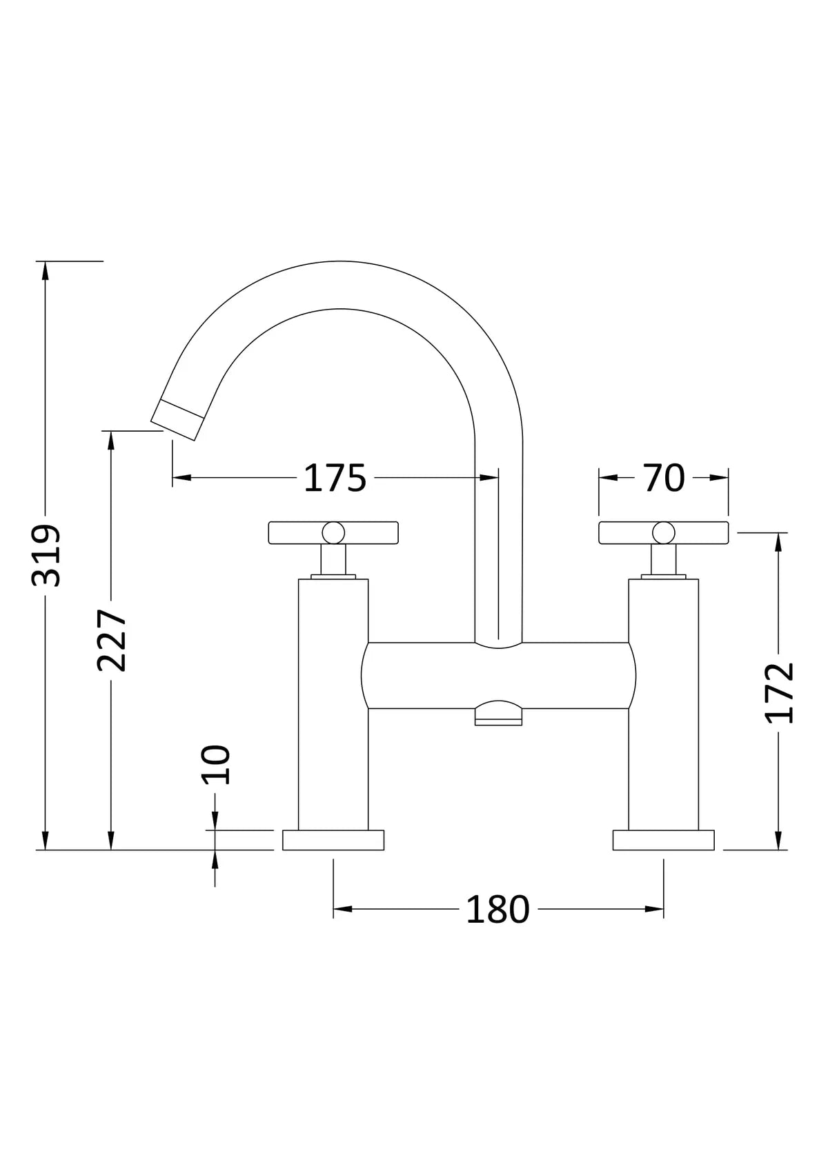 Hudson Reed Tec Crosshead Bath filler Brushed Brass