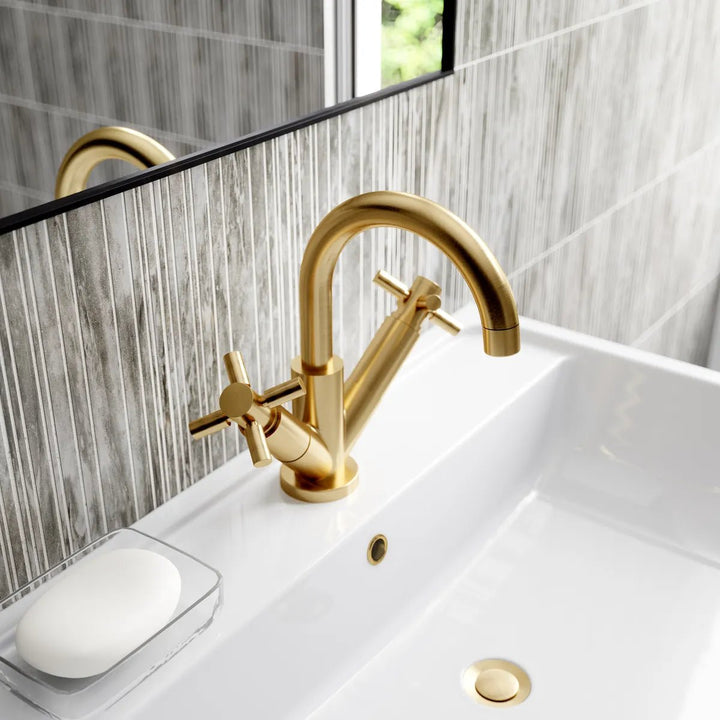 Hudson Reed Tec Crosshead Mono Basin Mixer Brushed Brass