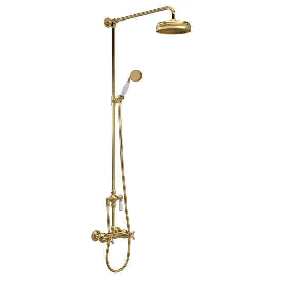 Hudson Reed Traditional Thermostatic Shower Valve & Kit Brushed Brass