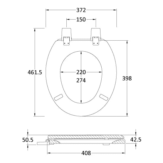 Hudson Reed Traditional Toilet Seat Plastic Hinges