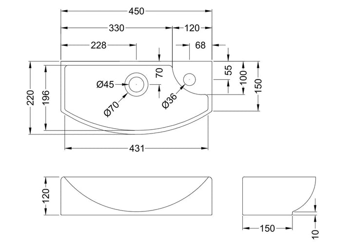Hudson Reed Wall Hung Vessel White RH