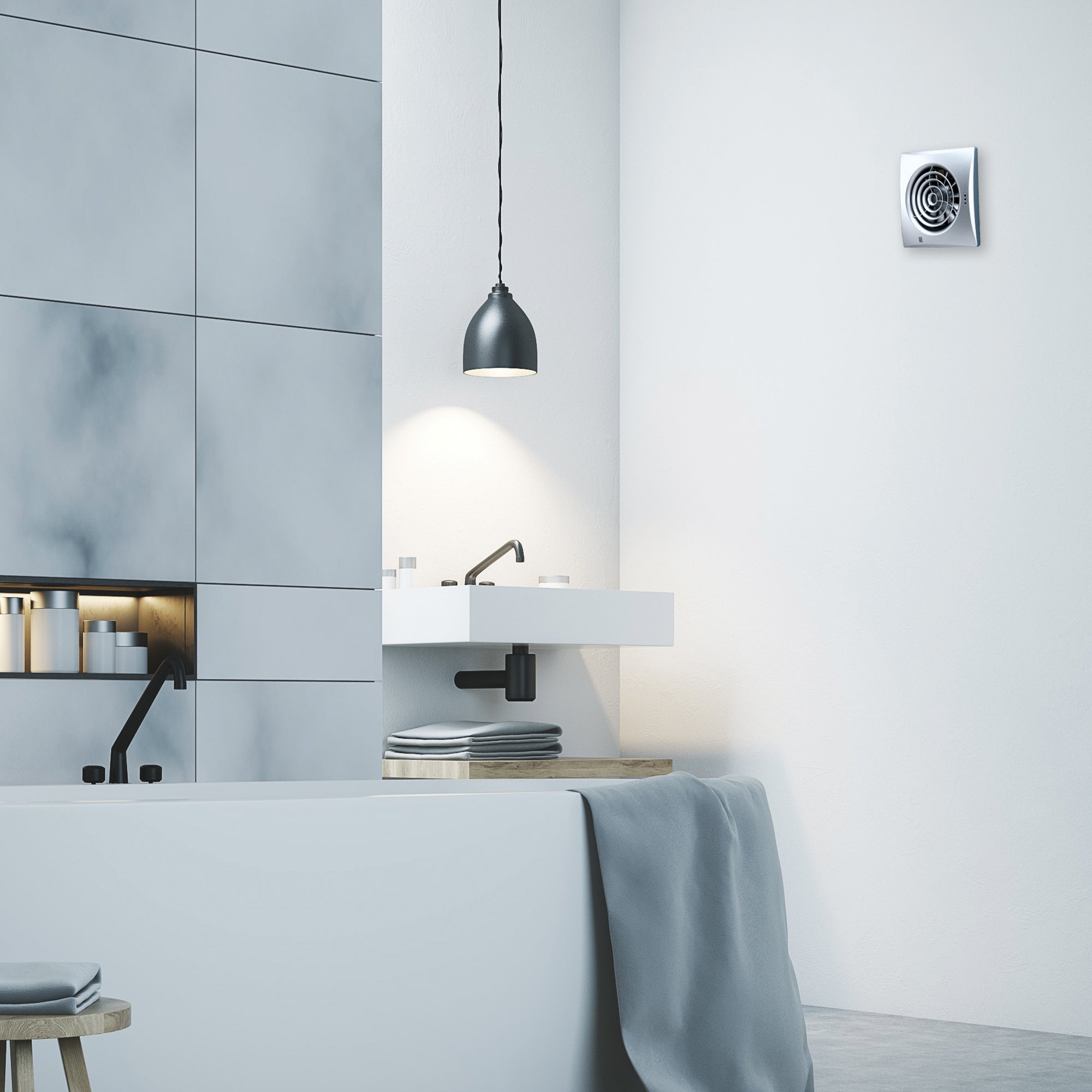 Hush Discreet Bathroom Extractor Fan - Matt Silver