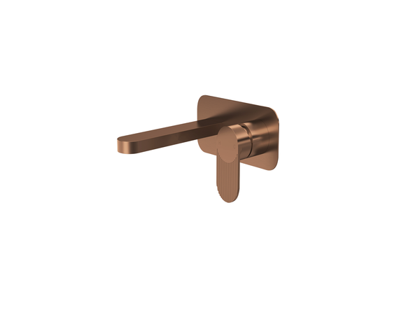 Nuie Cyprus 2TH Wall Mounted Basin Mixer with Plate Brushed Brass