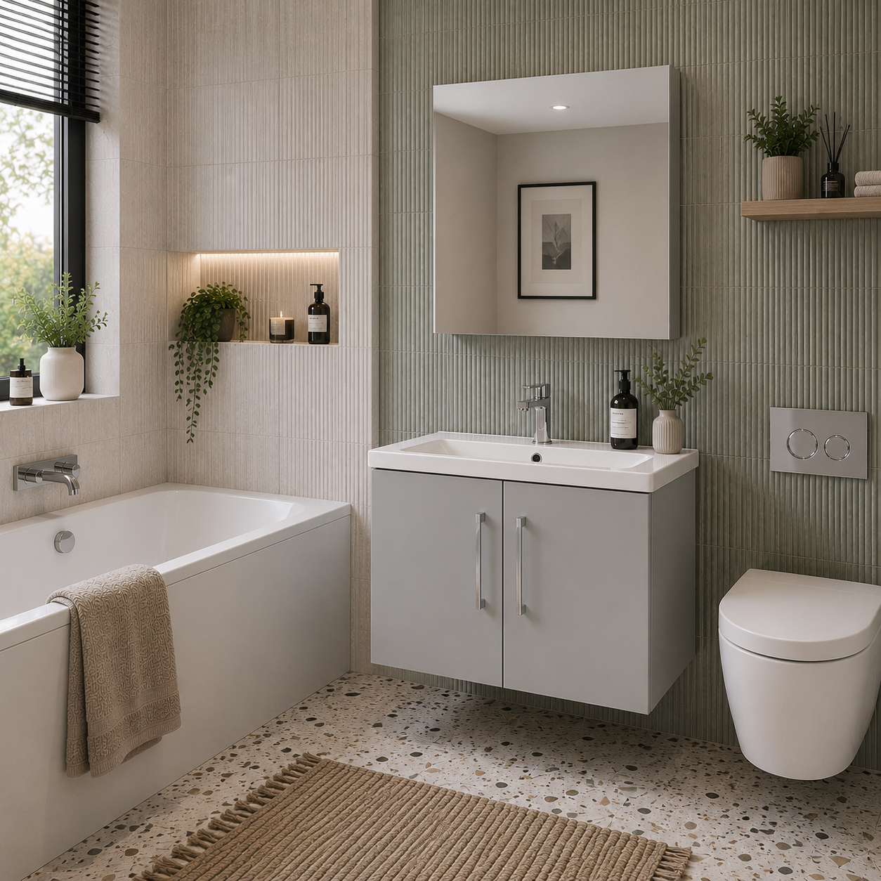 FLAIR (600mm-2 Door) Wall Hung Vanity Unit – Matt Light Grey