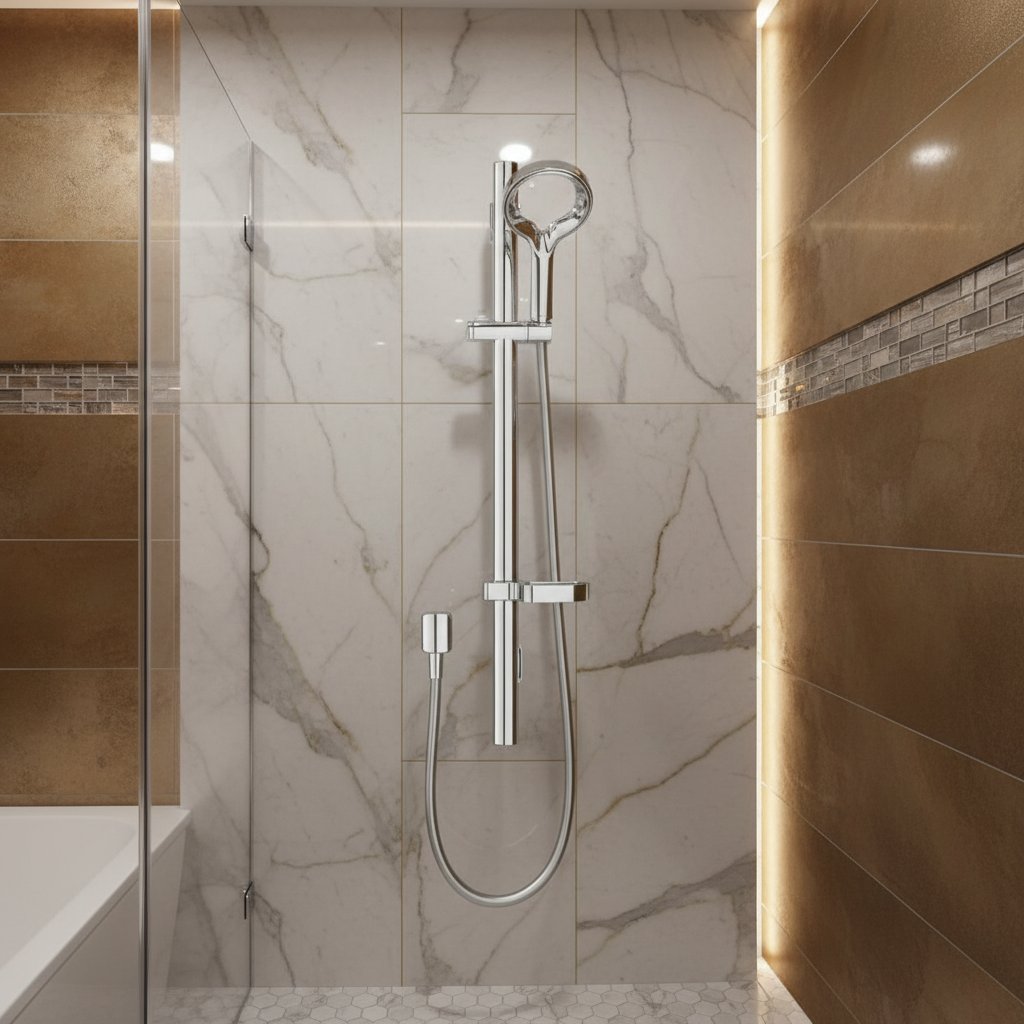 Methven Aio Aurajet Slide Rail Shower Kit in high-end bathroom setting