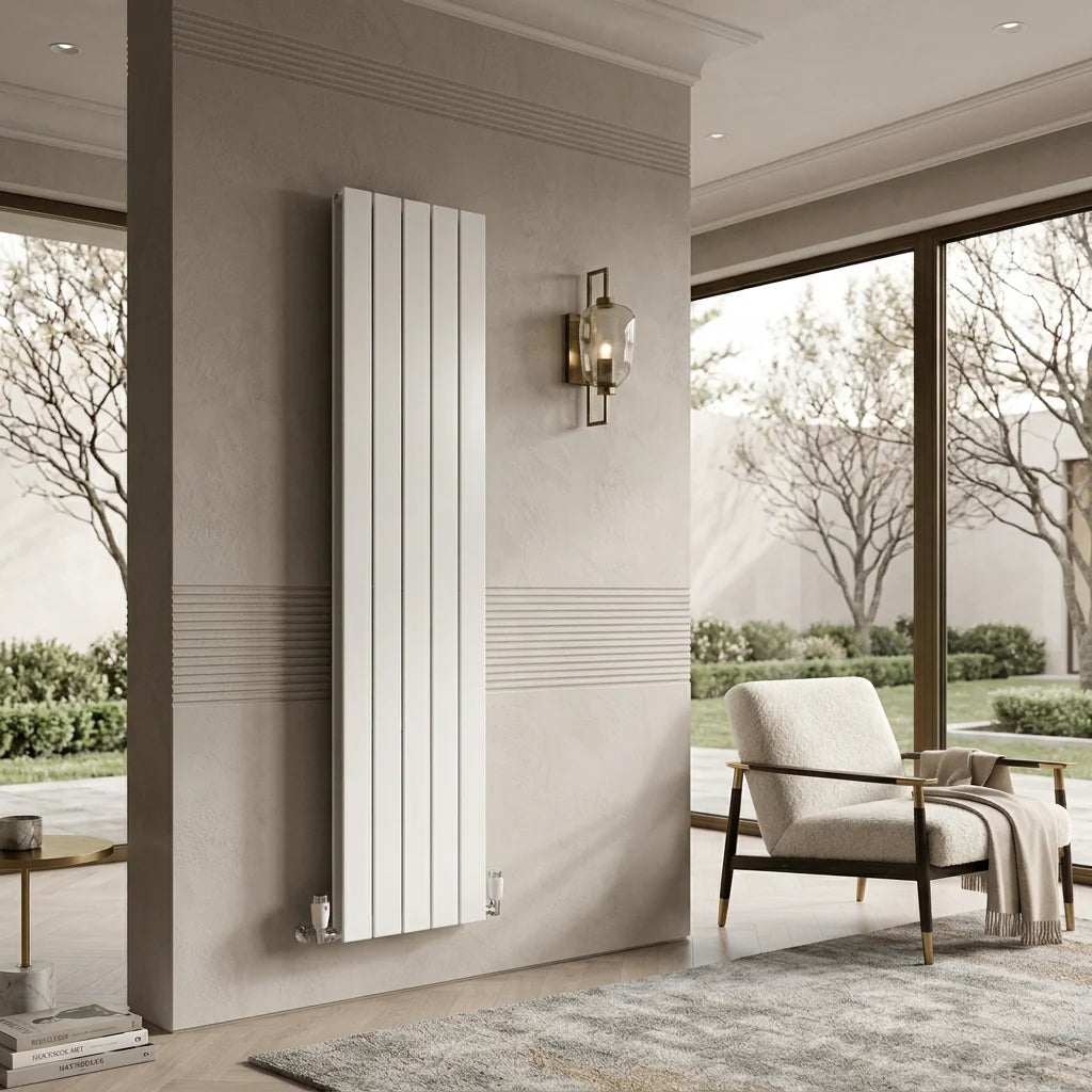 Reina - Flat Steel Single/Double Vertical Designer Radiator - Central Heating - White