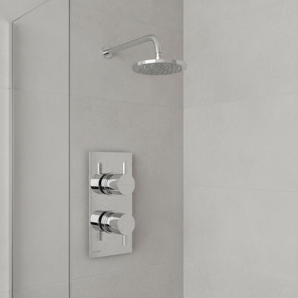 Kartell Plan Thermostatic Concealed Mixer Shower side angle view in bathroom setting