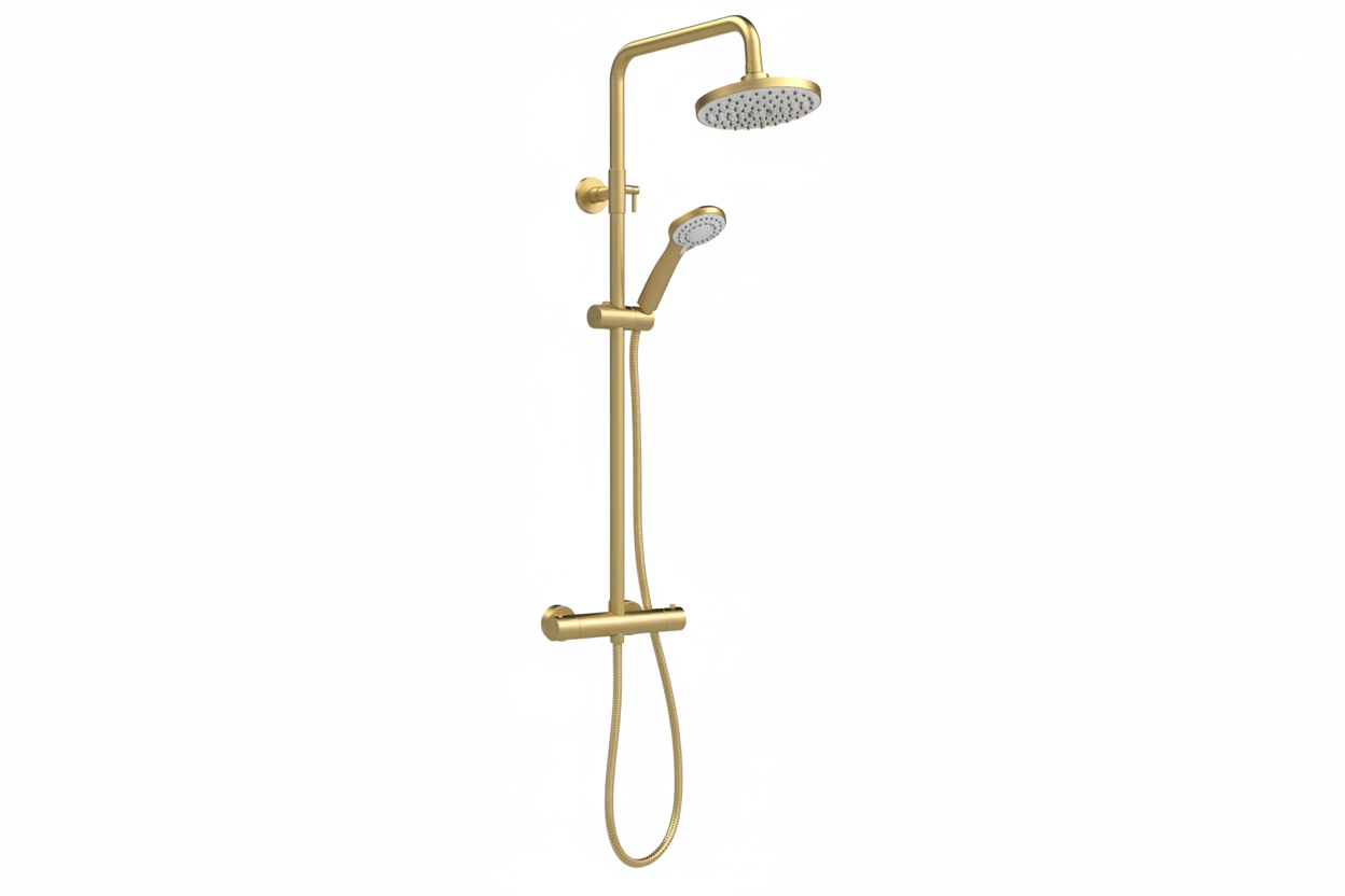 BC Designs Chelmsford Thermostatic Bar Shower with Kit in Brushed Gold