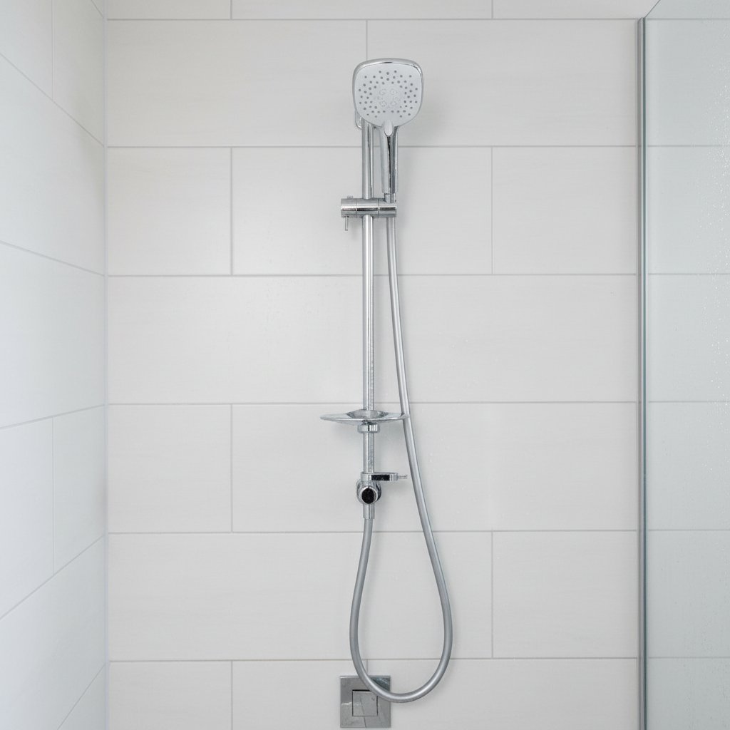 Methven Airstream 3 Mode Easy Fit Side Showers and Riser Rail in bathroom setting