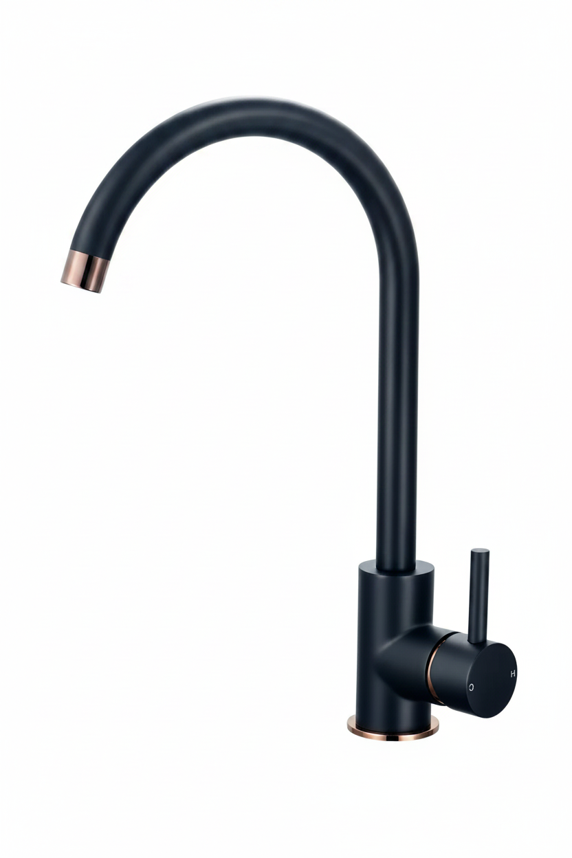 Matte Black and Rose Gold Kitchen Mixer Tap