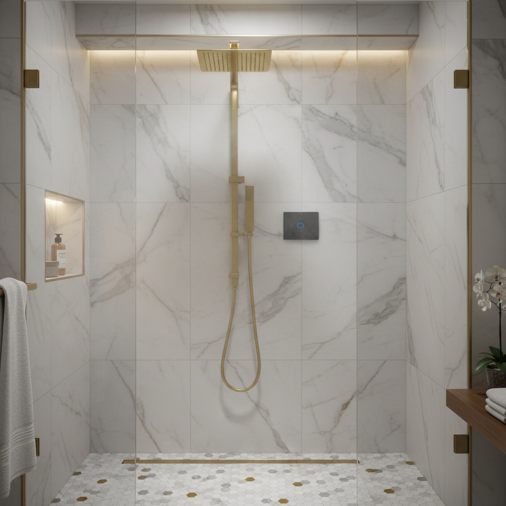 TED Square Merso Premier Shower Kit in high-end bathroom setting