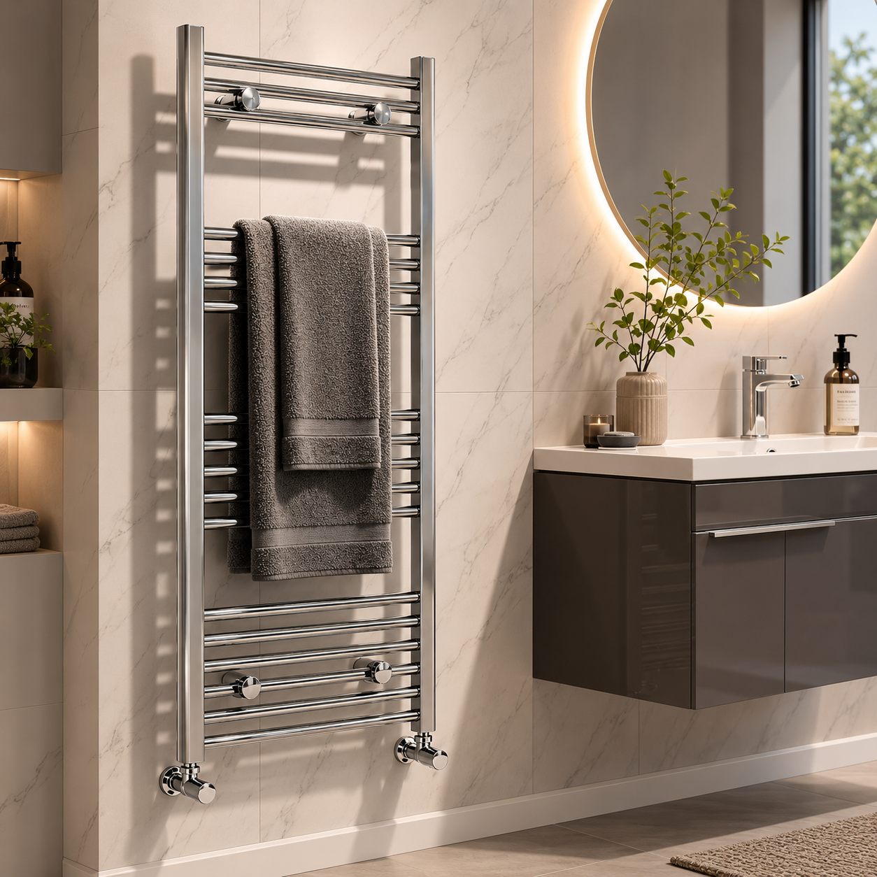Tailored Bathrooms - Chrome Straight Ladder Towel Rail - Polished Chrome