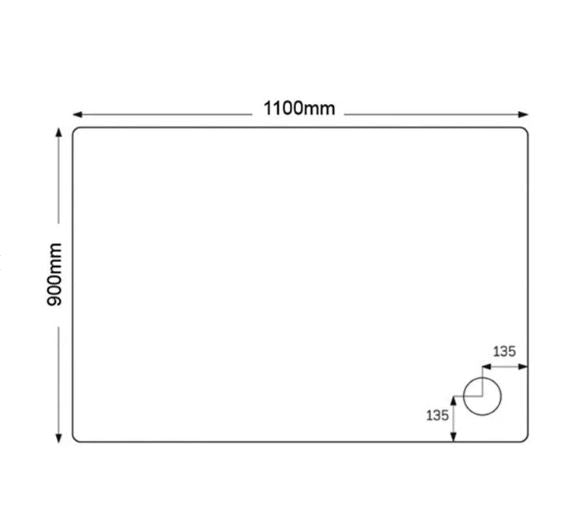 JTFUSION 1100 X 900 WHITE ANTI - SLIP TRAY WITH WASTE