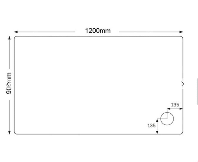 JTFUSION 1200 X 900 WHITE ANTI - SLIP TRAY WITH WASTE