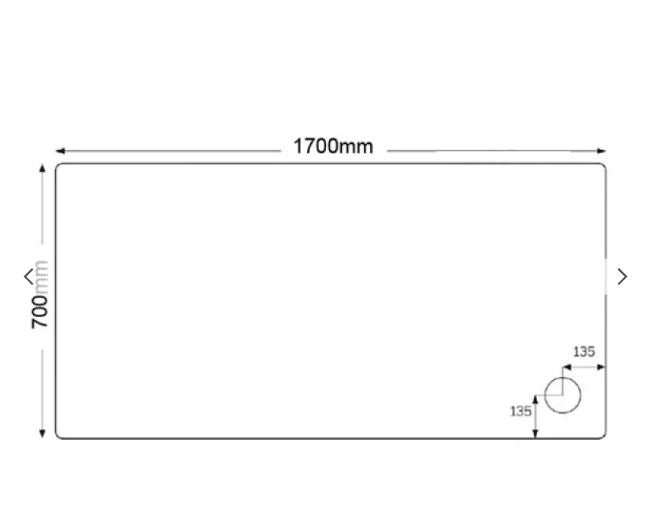 JTFUSION 1700 X 700 WHITE ANTI - SLIP TRAY WITH WASTE