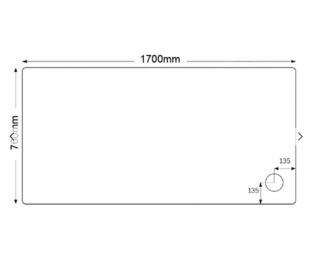 JTFUSION 1700 X 760 WHITE ANTI - SLIP TRAY WITH WASTE