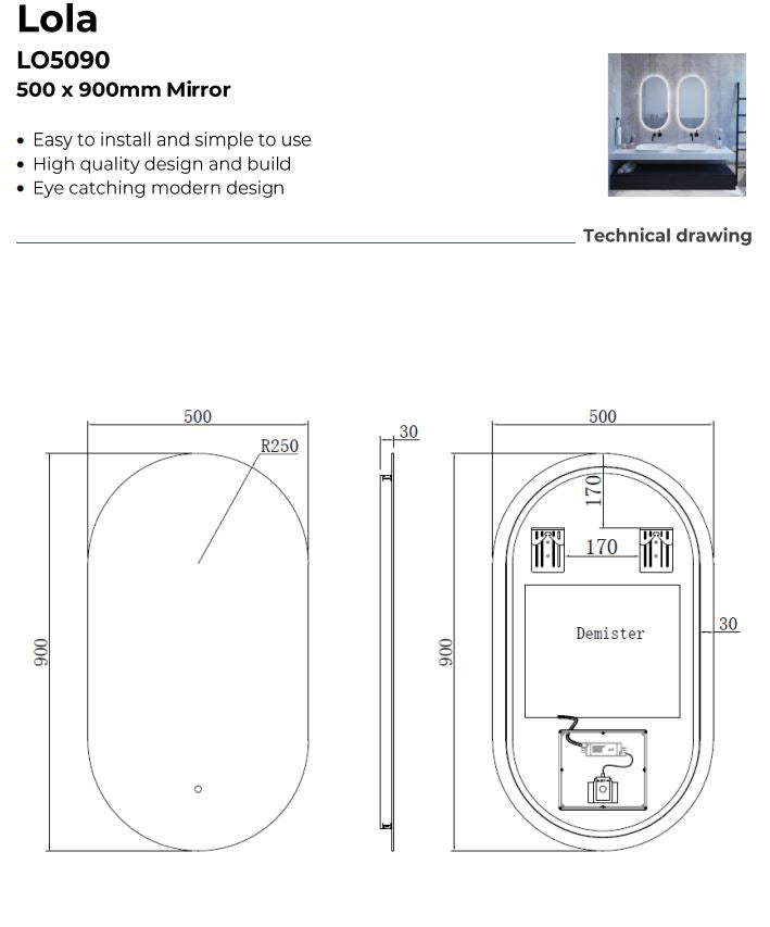 K - Vit LOLA LED Mirror