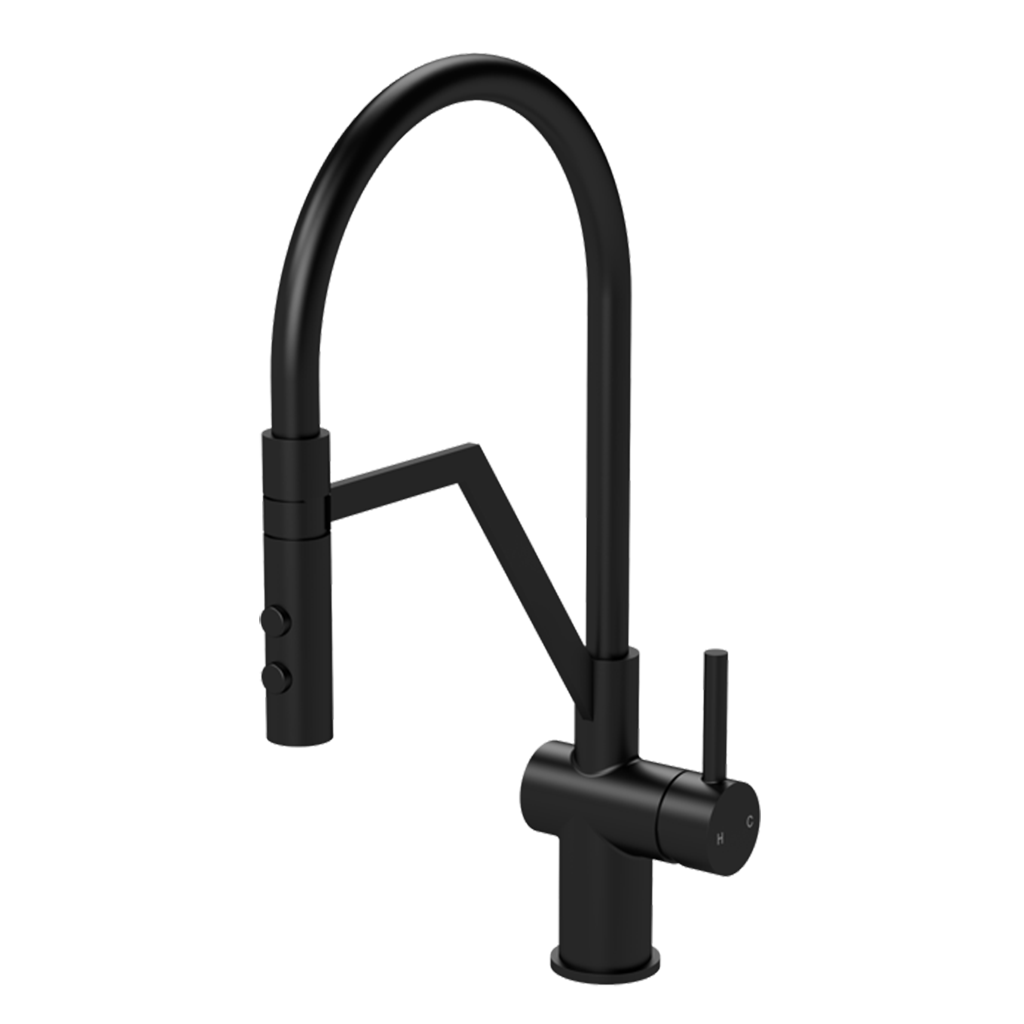 Nuie - Ravi Mono Basin Single Lever Round Basin Tap & Rinser - Matt Black