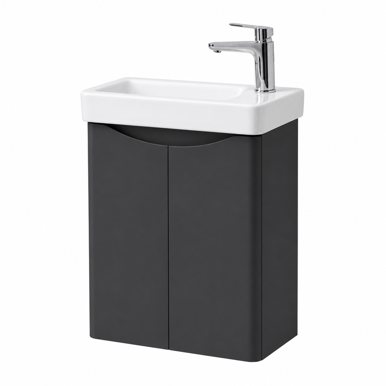Kartell - Wall Mounted Two Door Cloak Cabinet, 500mm x 290mm and Cayo Cloak Ceramic Basin