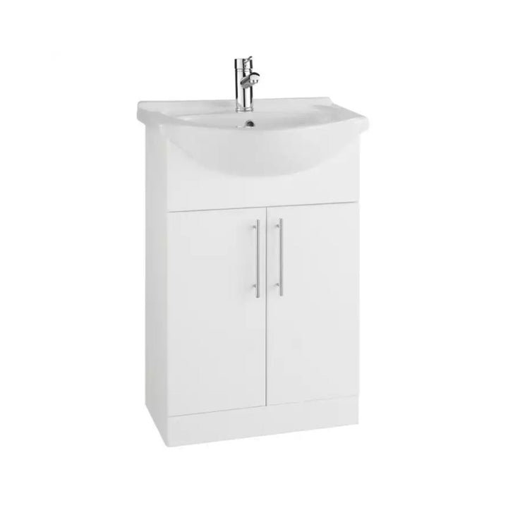Kartell 550mm Ceramic Basin Gloss Finish 1 Tap Hole Basin with Vanity Unit