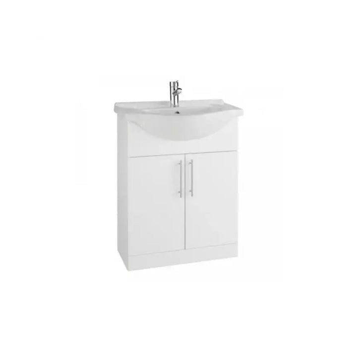 Kartell 650mm Ceramic Basin Gloss Finish 1 Tap Hole Basin with Vanity Unit