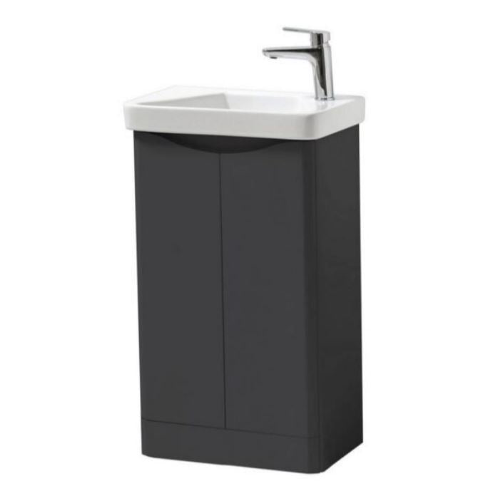 Kartell Arc Floor Standing Two Door Cloak Cabinet, 500mm x 290mm and Cayo Cloak Ceramic Basin