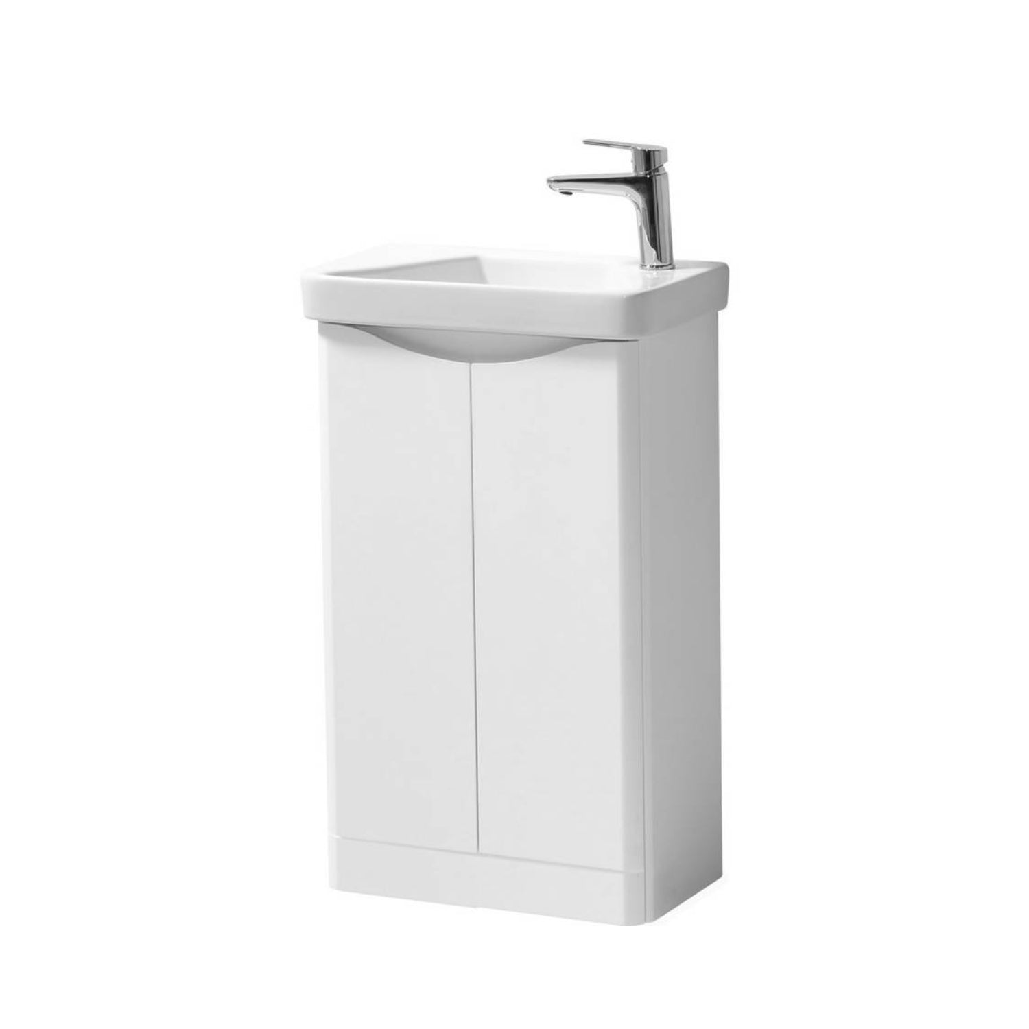 Kartell Arc Floor Standing Two Door Cloak Cabinet, 500mm x 290mm and Cayo Cloak Ceramic Basin